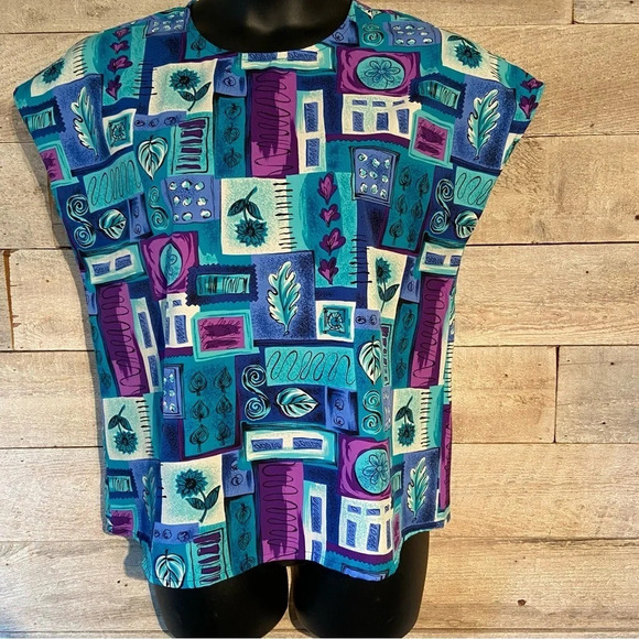 Vintage Fashion Gallery  women’s multicoloured patterned top in size large - Picture 1 of 4
